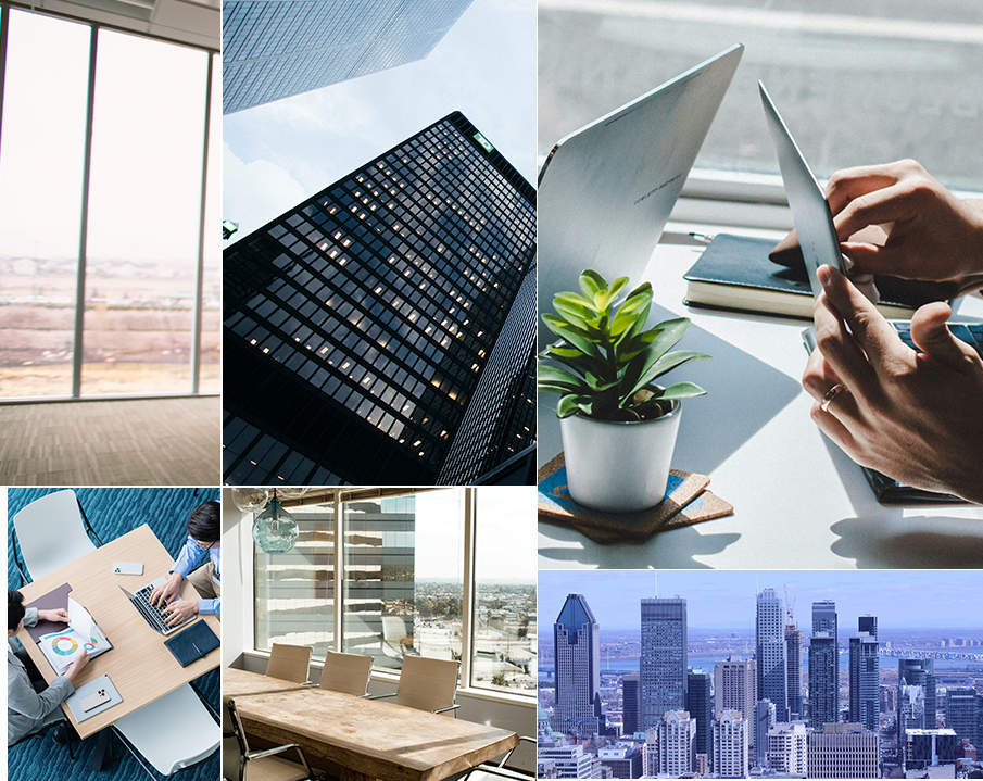 オフィスや都市の風景が並んだ採用イメージビジュアル